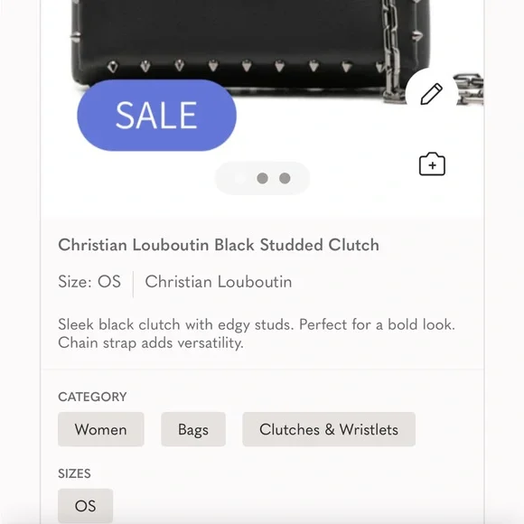 Christian Louboutin Black Studded Clutch - Picture 3 of 8